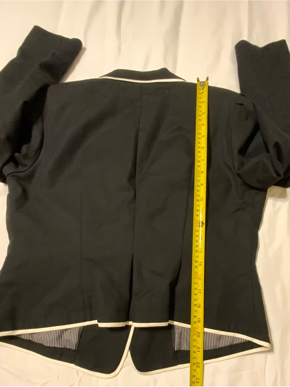 NWT Worthington Black Blazer White Piping Blazer Zipper Pockets Large - Picture 7 of 8